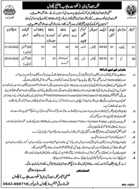 Population Welfare Department  JOBS – Population Welfare Department Punjab Jobs 2022 — original advertisement