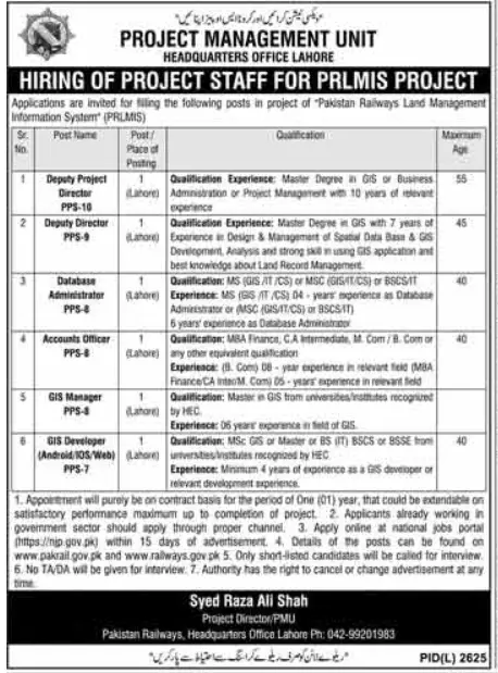 Jobs  in Pakistan Railways 2022 – Ministry of Railways Islamabad Jobs 2022 — original advertisement