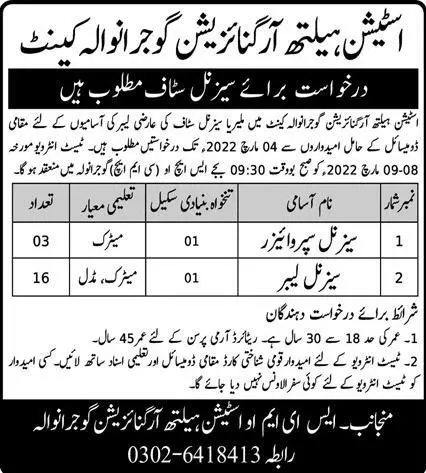 Station Health Organization Jobs 2022 – Public Sector Organization Jobs 2022 — original advertisement