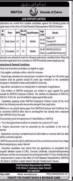 Water and Power Development Authority WAPDA Jobs 2022 Jobs 2022 — original advertisement