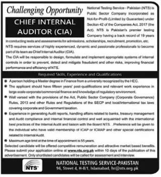 Jobs in National Testing Service NTS  2022 – Government of Pakistan Jobs 2022 — original advertisement