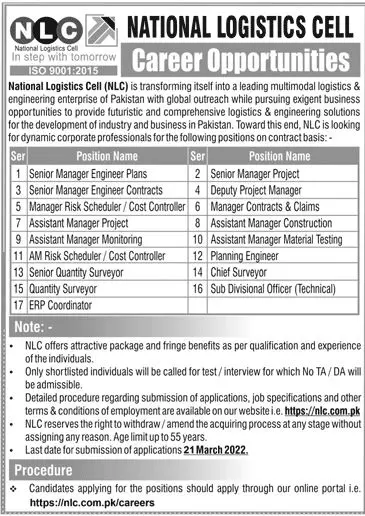 Jobs in Pakistan National Logestic Cell – National Logistic Cell Rawalpindi Jobs 2022 — original advertisement