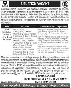 Local Government and Rural Department Balochistan Jobs – Local Government and Rural Development Department Balochistan Jobs 2022 — original advertisement