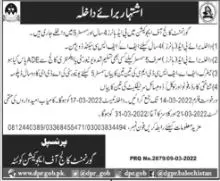 Admission In Government College of Education Quetta – Govt of Balochistan Admissions 2022 — original advertisement