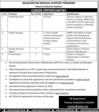 Balochistan Medical Support Program Jobs 2022 – Public Sector Organization Jobs 2022 — original advertisement