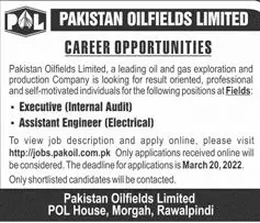 Jobs In Pakistan Oilfields Limited Company – Private Company Jobs 2022 — original advertisement