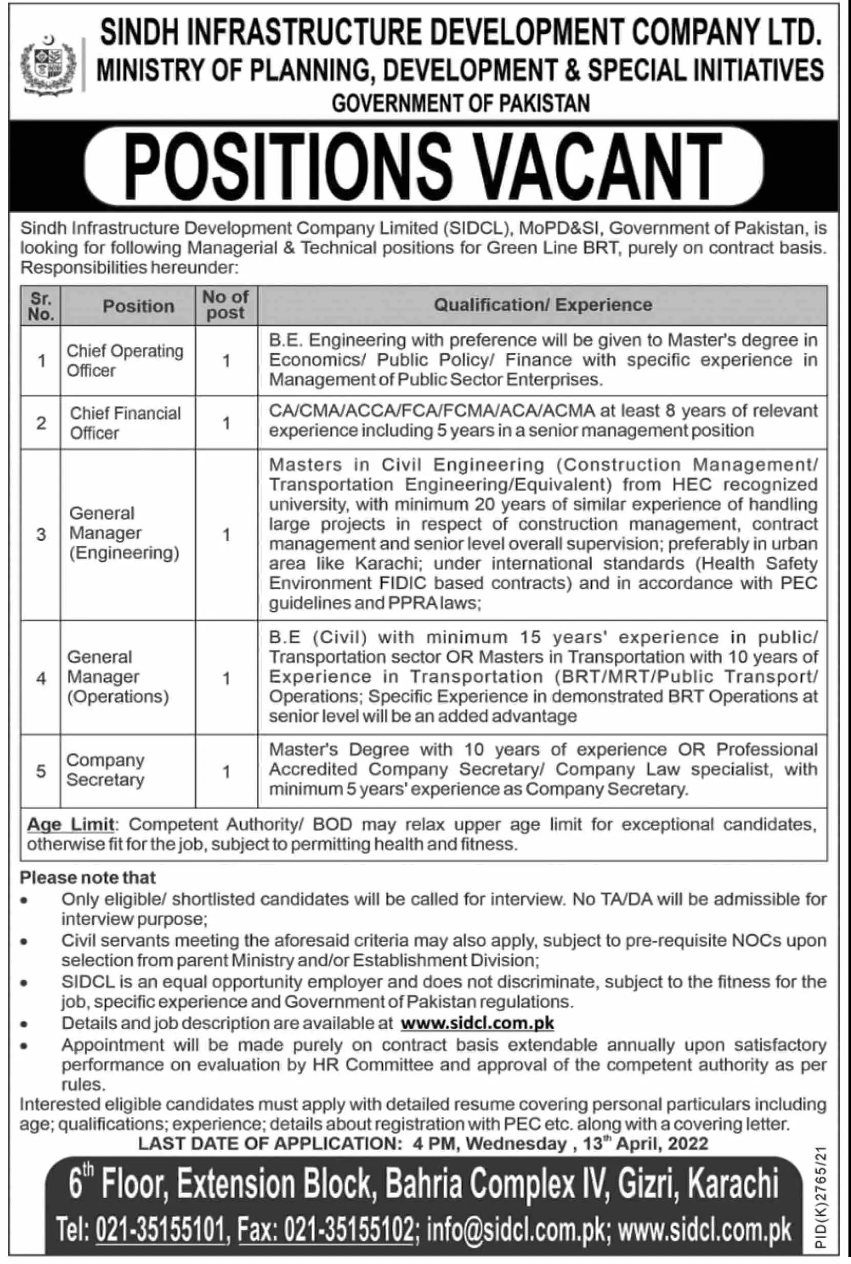 Jobs Ministry of Planning Development Sindh – Ministry of Planning, Development and Special Initative Sindh Jobs 2022 — original advertisement