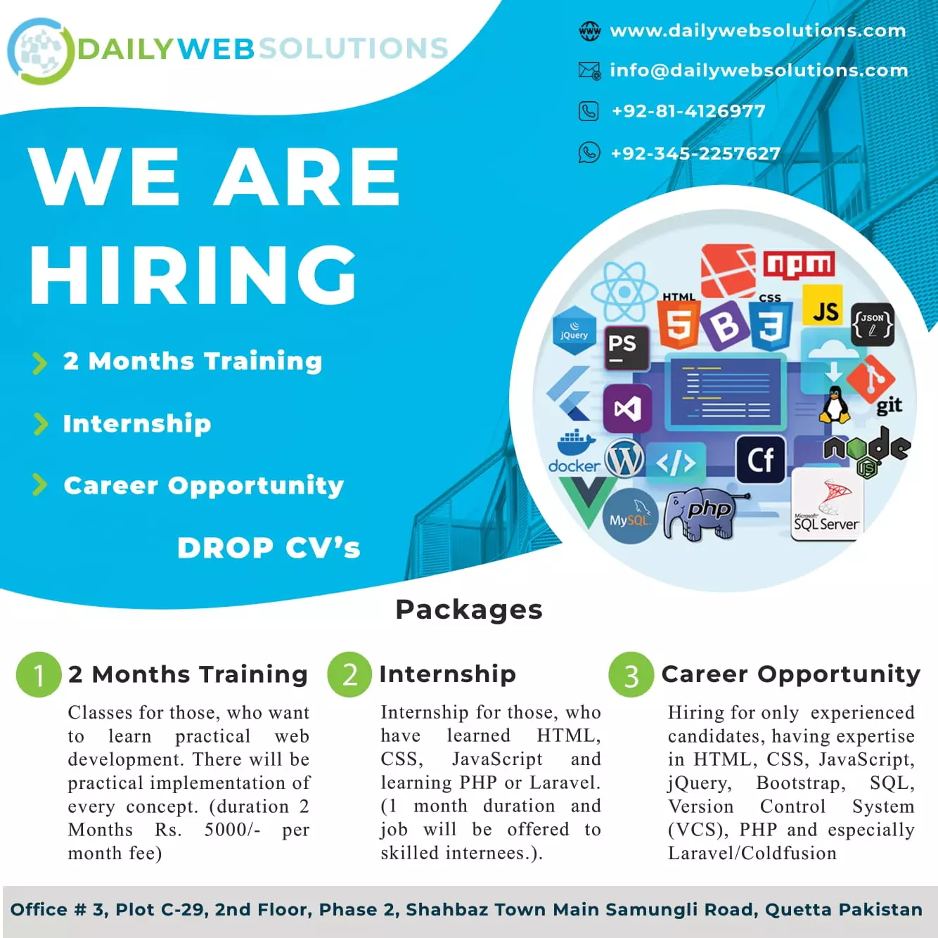 Jobs In Daily Web  Solutions – Private Sector Organization Jobs 2022 — original advertisement