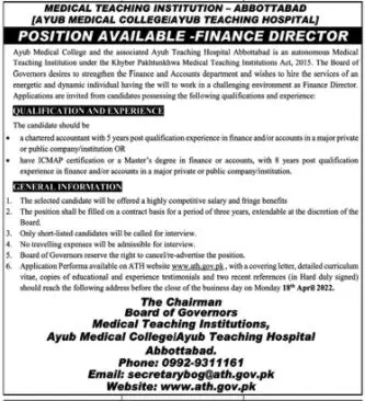 Jobs In AYUB Medical and teaching Institution Abbottabad Jobs 2022 — original advertisement