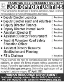 Jobs In Pakistan Red Crescent Society Jobs 2022 — original advertisement