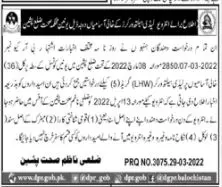 Interview In Health Department Pishin LHV – Health Department Balochsitan Jobs 2022 — original advertisement