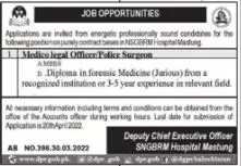 SNGBRM Hospital Mastung Jobs 2022 – Public Sector Organization Jobs 2022 — original advertisement