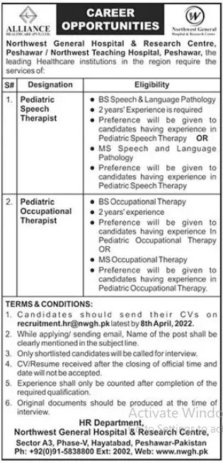 Jobs Northwest General Hospital & Research Center Peshawar Jobs 2022 — original advertisement