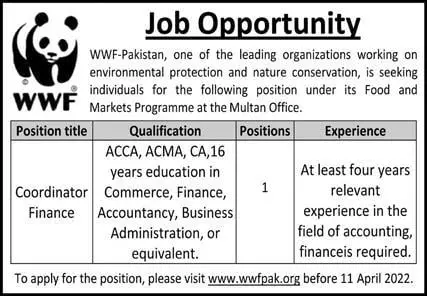 Jobs In World Wide Fund Punjab – World Wide Fund WWF Pakistan Jobs 2022 — original advertisement