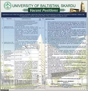 University of Baltistan Skardu Gilgit Baltistan Jobs 2021 – University of Baltistan, Skardu Jobs 2021 — original advertisement