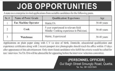 Jobs In Public sectors Quetta Balochistan – Public Sector Organization Jobs 2022 — original advertisement