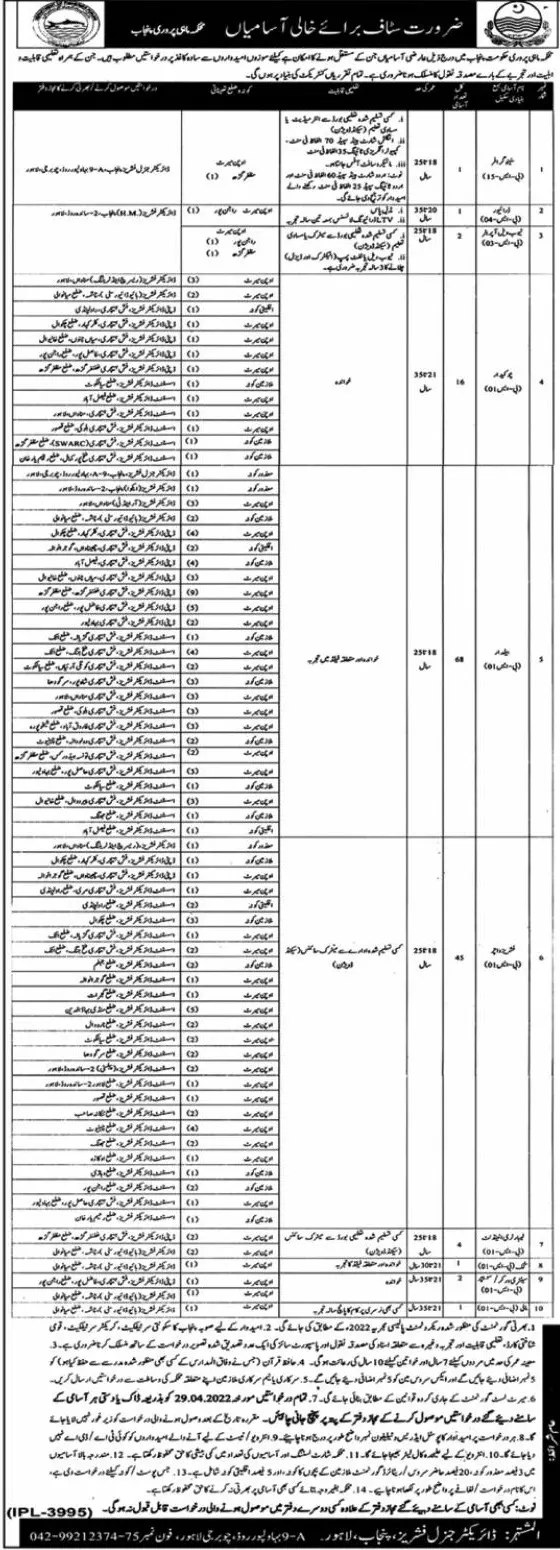 Fisheries Department Punjab Jobs 2022 – Forest Wildlife & Fishries Department Punjab Jobs 2022 — original advertisement
