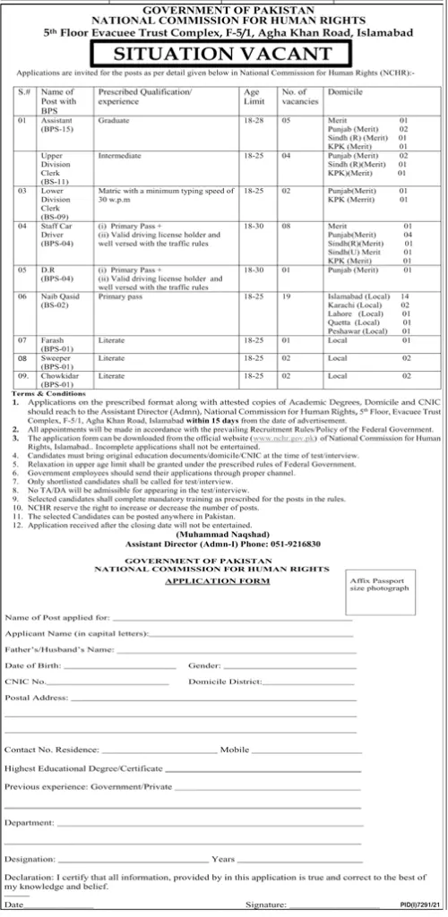 Jobs 2022 at National Commission for Human Rights NCHR – Federal Government Organization Jobs 2022 — original advertisement