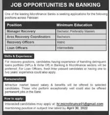 Jobs In Microfinance Bank pakistan – Finca Microfinance Bank Limited Jobs 2022 — original advertisement