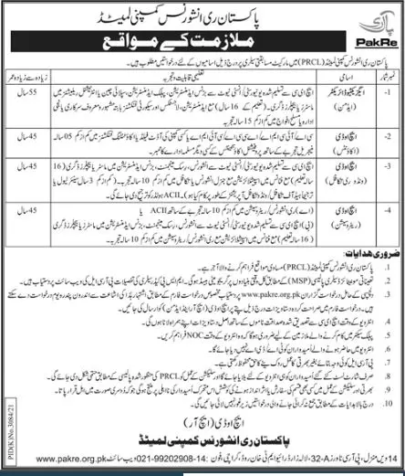 Jobs In Pakistan Reinsurance Company Limited – Private Company Jobs 2022 — original advertisement