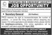Jobs Pakistan Red Crescent Society PRCS 2022 Jobs 2022 — original advertisement