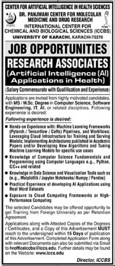 Jobs International Center Chemical and Biological  Science – International Center for Chemical and Biological Sciences (ICCBS) Karachi Jobs 2022 — original advertisement