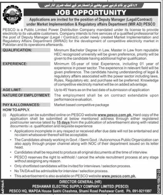 Peshawar Electric Supply Company Jobs – Peshawar Electric Supply Company - PESCO Jobs 2022 — original advertisement