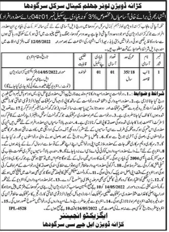 Jobs In Irrigation Department Punjab Jobs 2022 — original advertisement