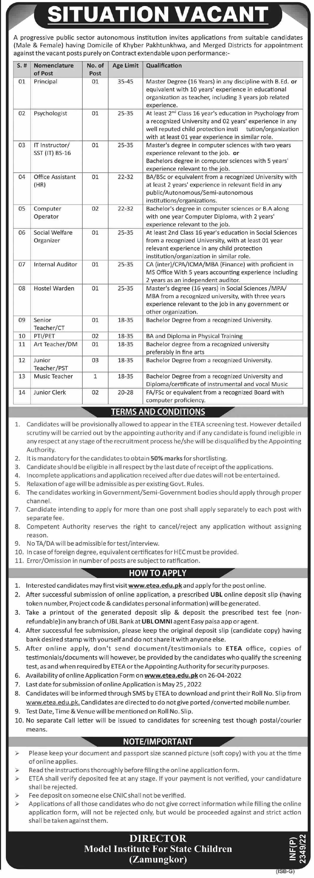 Jobs In Public Sectors Autonomous Institution – Public Sector Organization Jobs 2022 — original advertisement