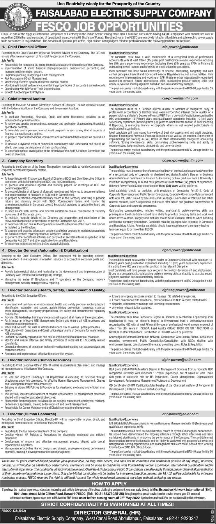 Jobs In Faisalabad Electric Supply Company Jobs 2022 — original advertisement