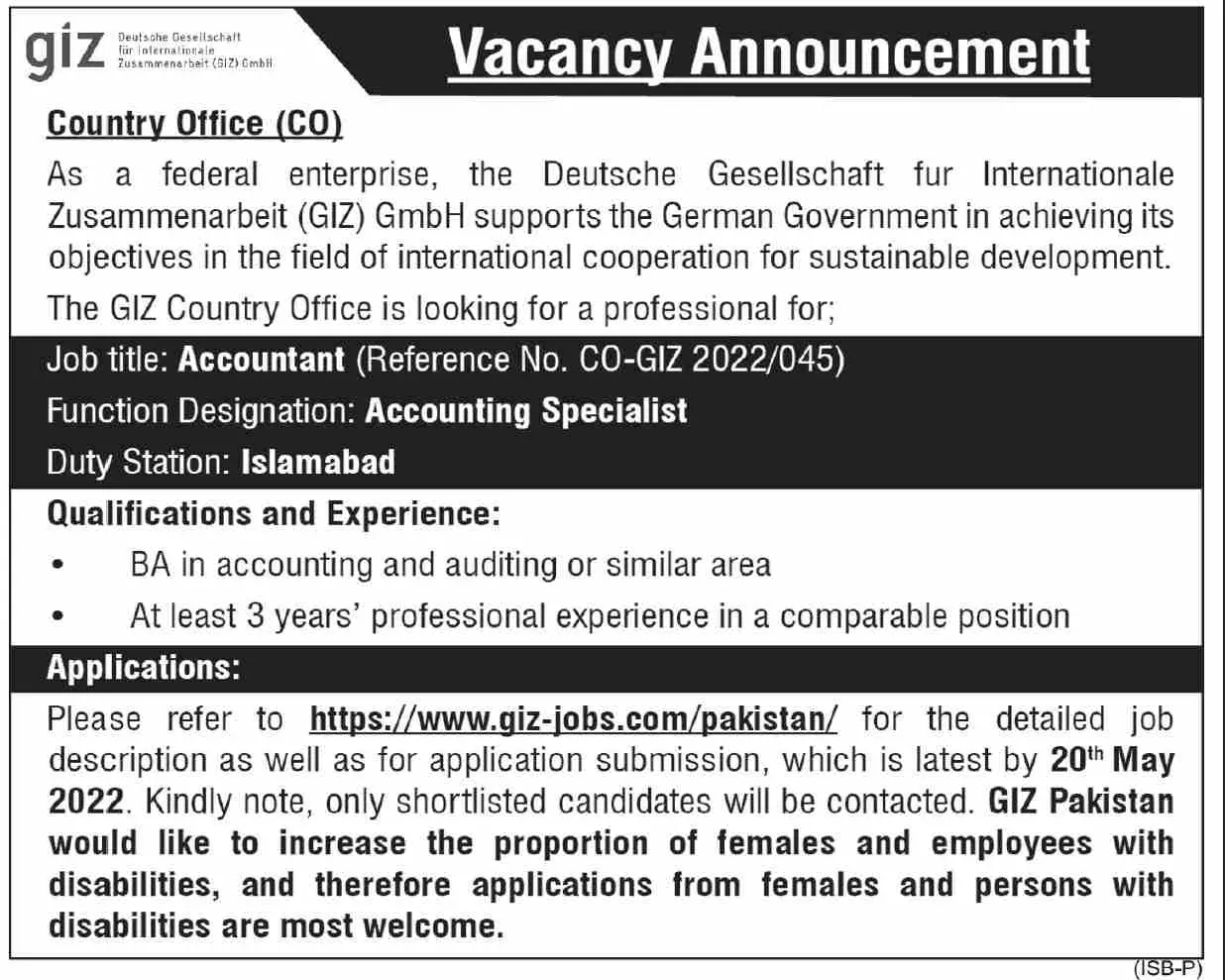 Jobs In GIZ Ngo – GIZ Deutsche Gesellschaft für Internationale Zusammenarbeit (GIZ) GmbH Jobs 2022 — original advertisement