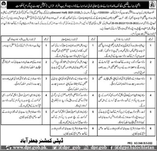 Scholarships In Special Support Program Jafferabad – Deputy Commissioner Jaffarabad Scholarships 2022 — original advertisement