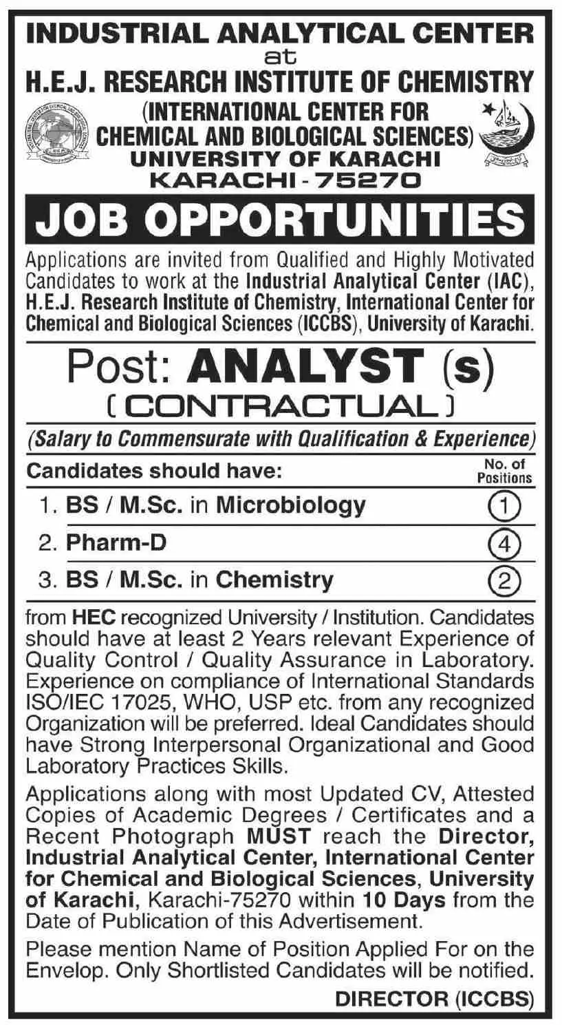 Jobs In University Of Karachi Jobs 2022 — original advertisement