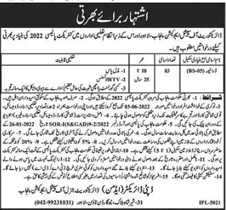 Jobs In Special Education Department Punjab Jobs 2022 — original advertisement