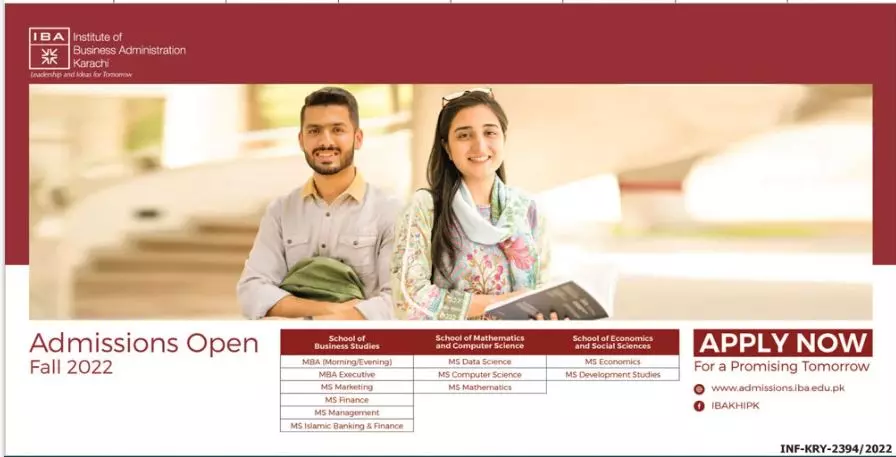 Admission In Institute of Business Adminstration Karachi – IBA Karachi Admissions 2022 — original advertisement
