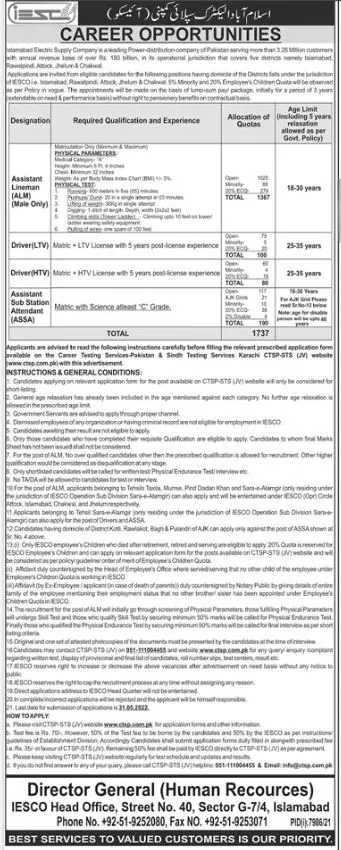Jobs In Islamabad Electric Supply Company Jobs 2022 — original advertisement