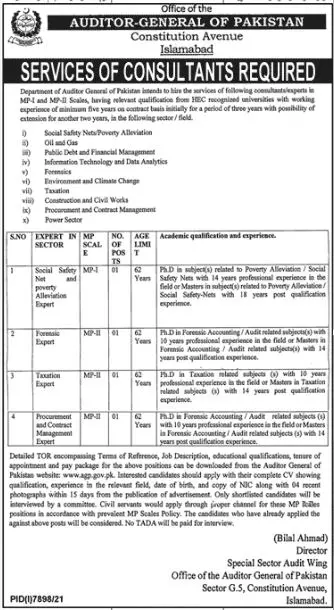 Jobs In Auditor General of Pakistan Jobs 2022 — original advertisement