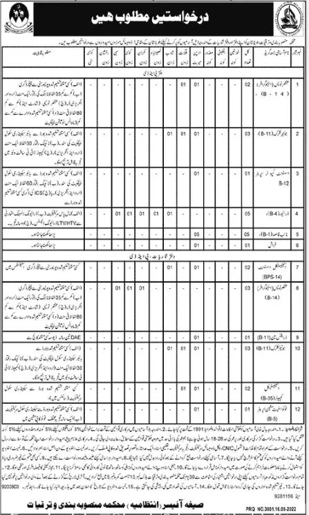 Jobs In Planning and Development Department Balochistan 2022 Jobs 2022 — original advertisement