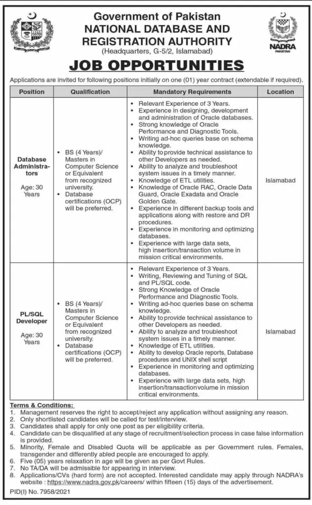 Jobs in National Database and Registration Authority Jobs 2022 — original advertisement
