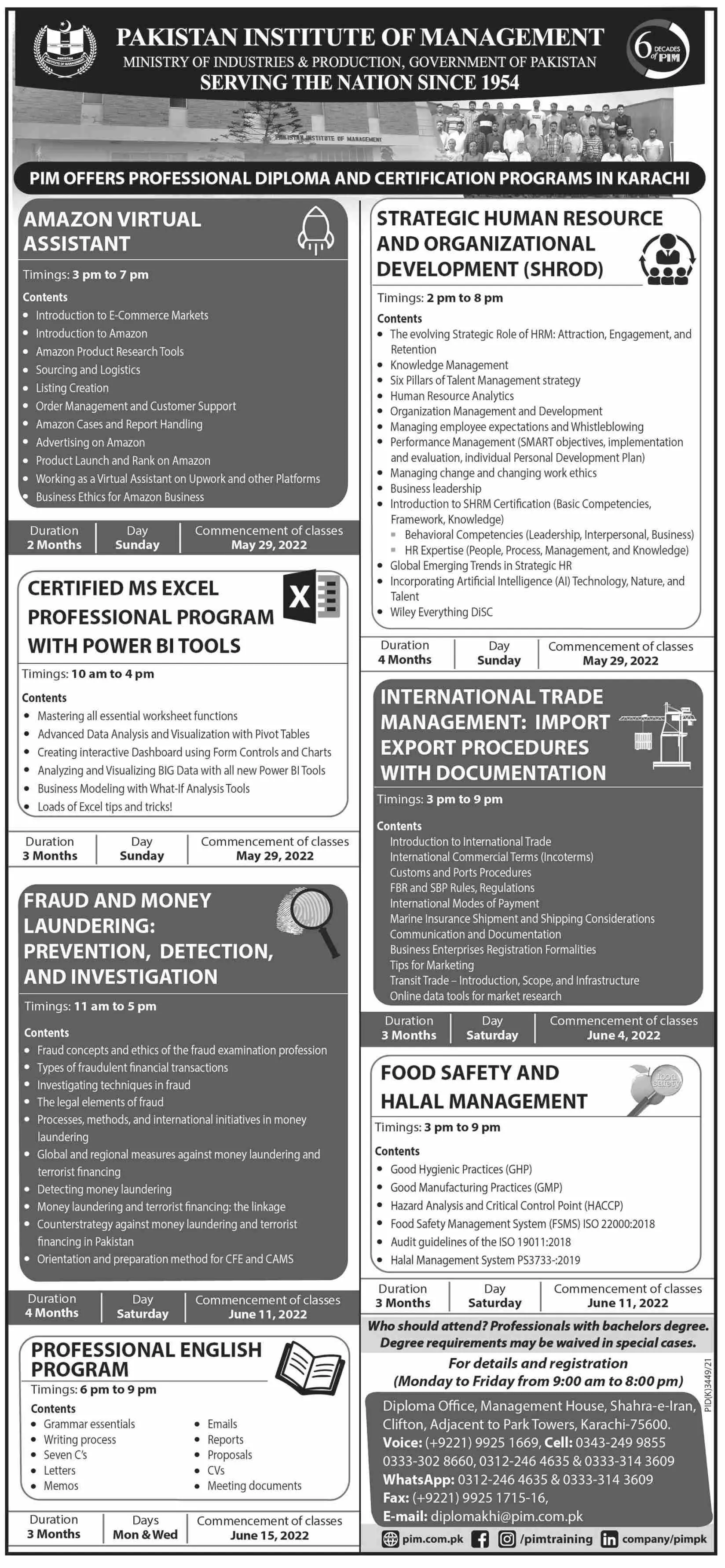 Admission in pakistan Institute of management – Institute of Management Sciences Peshawar Admissions 2022 — original advertisement