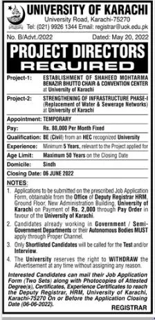 Jobs in University of Karachi Jobs 2022 — original advertisement