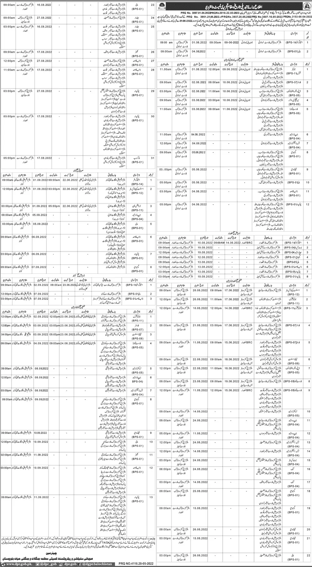 Test Interview in Forest Department Balochistan – Forest and Wildlife Department Balochsitan Jobs 2022 — original advertisement