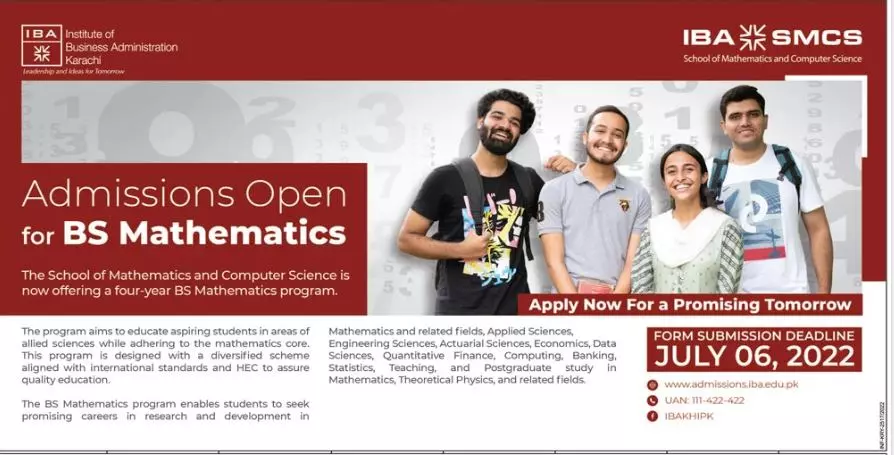 Admission in Institute of Business Administration Karachi – IBA Karachi Admissions 2022 — original advertisement