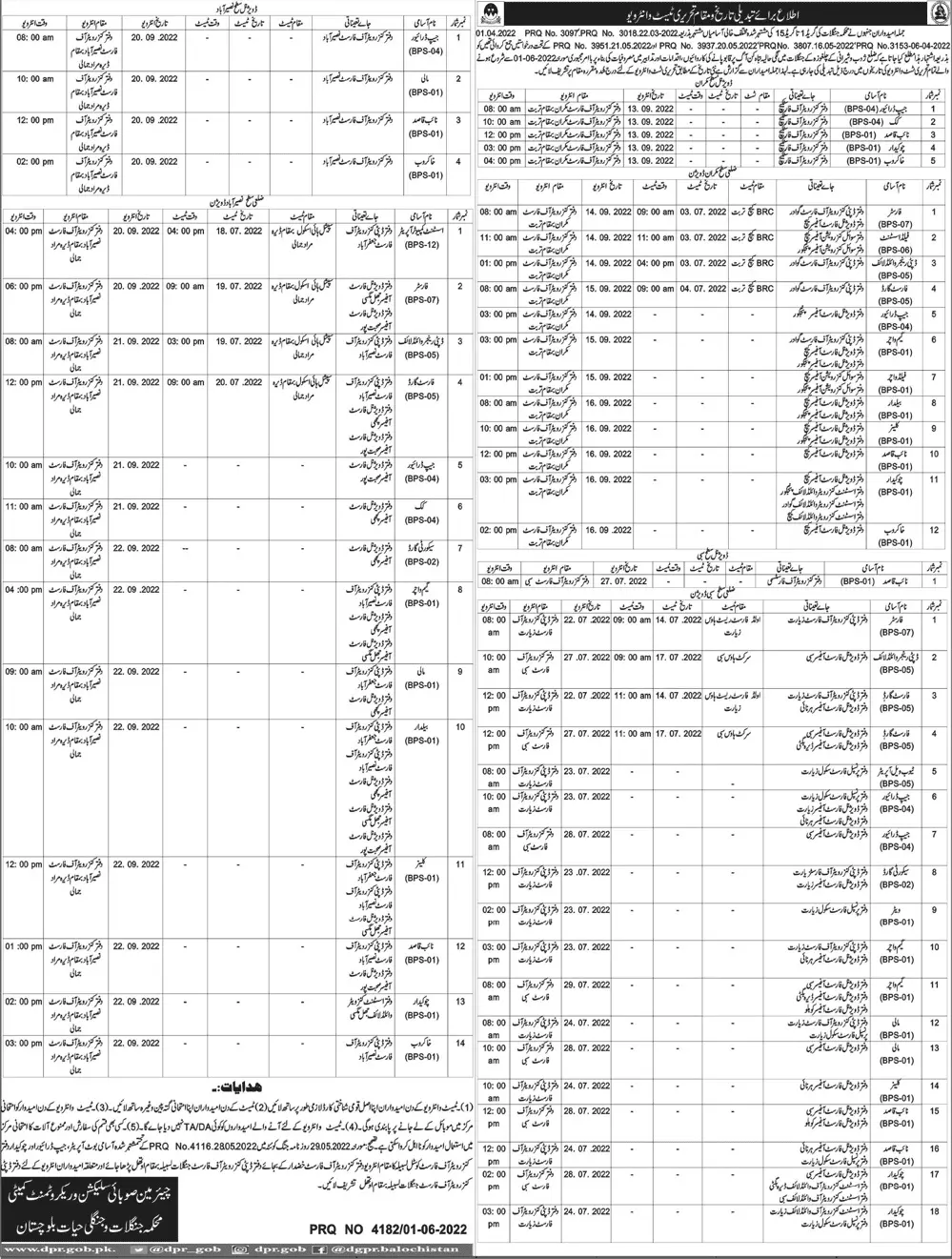 Test interview in Forest Department Balochistan – Forest and Wildlife Department Balochsitan Jobs 2022 — original advertisement