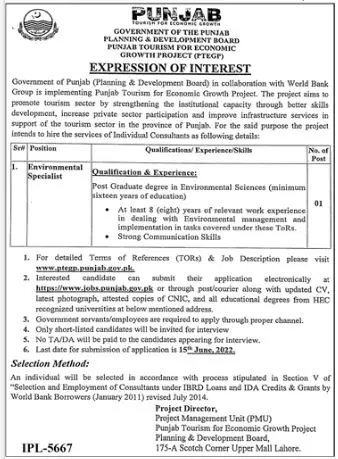 Jobs in Planning and Development Board Punjab Lahore – Planning & Development Board Punjab Jobs 2022 — original advertisement
