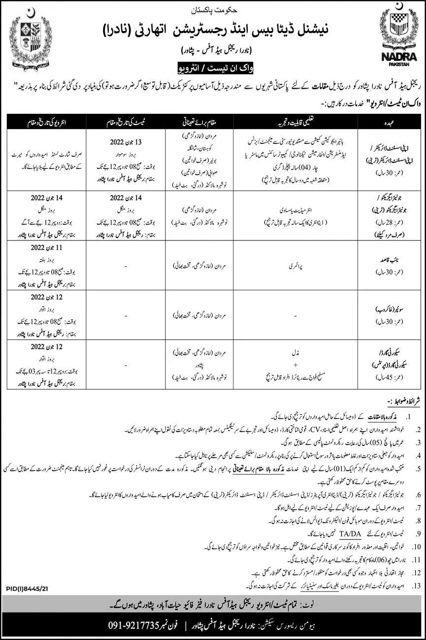 Interview in National Data Base And Registration Authority – National Database and Registration Authority Jobs 2022 — original advertisement