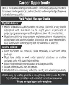 Jobs in Leading Management HR Consulting Company Quetta – Private Company Jobs 2022 — original advertisement