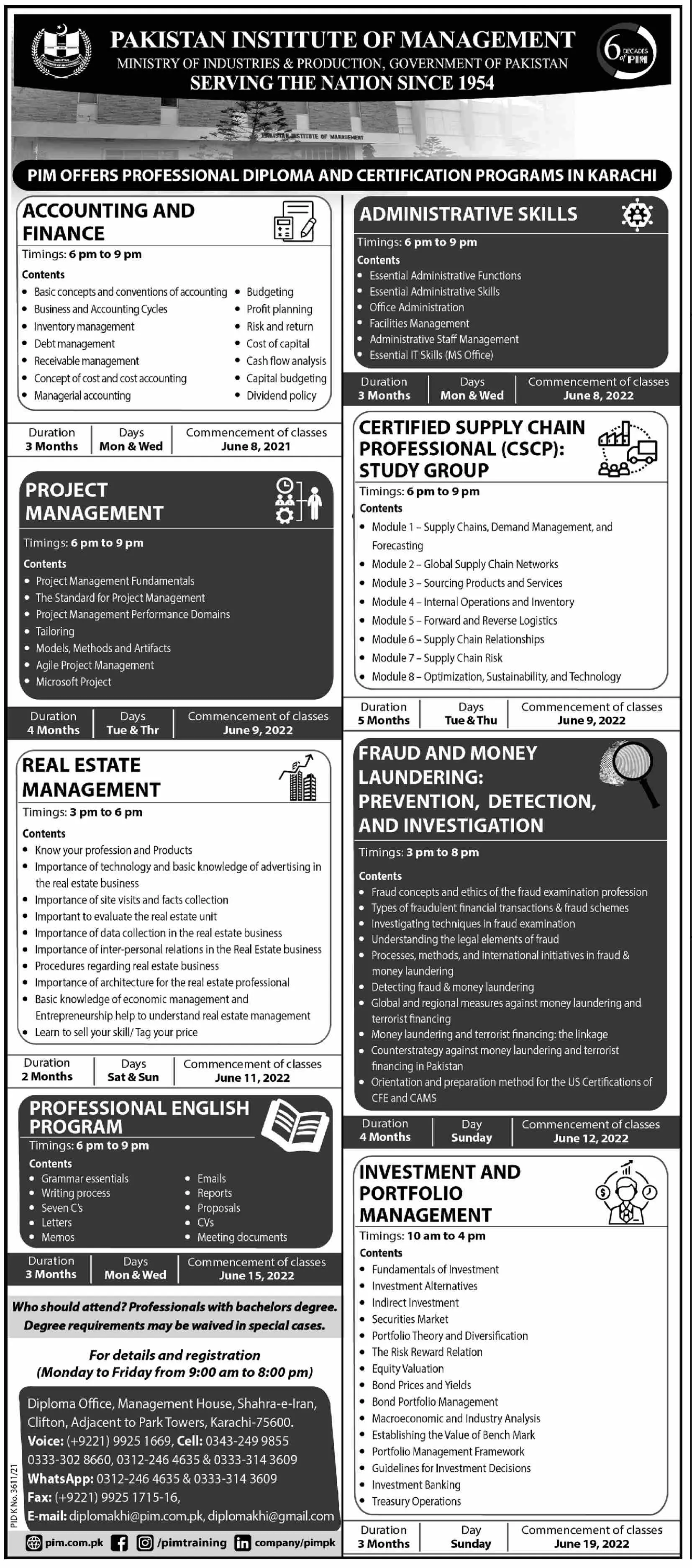 Admission in Pakistan institute of Management Karachi – Institute of Management Sciences Peshawar Admissions 2022 — original advertisement