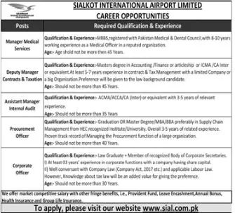 Jobs in Sialkot international Airport Limited Jobs 2022 — original advertisement