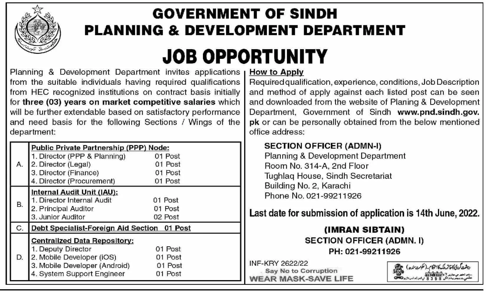 Jobs in Planning And Development Department Sindh – Planning & Development Department Sindh Jobs 2022 — original advertisement